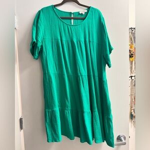 Green Midi Dress size large 100% cotton midi ee:some boutique dress